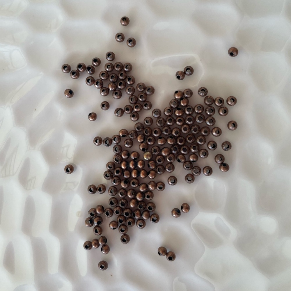 150 Tiny 2mm Round Antique Copper Tone Spacer Beads for Jewelry Craft Making